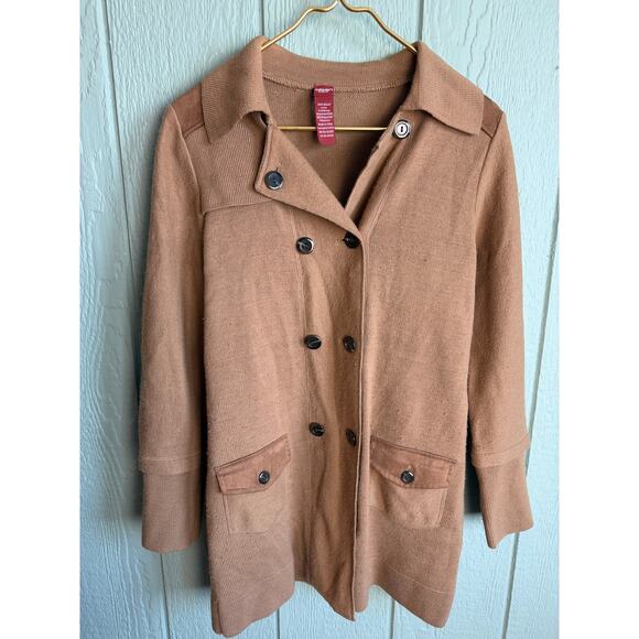 Olsen Europe 100% Wool Knit Coat / Cardigan | Camel Brown | Classic Tailored - Picture 7 of 8